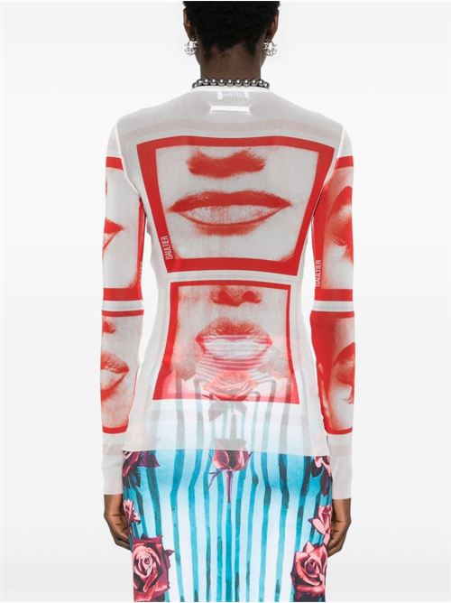 Eyes and lips mesh t-shirt JEAN PAUL GAULTIER | 2430FTO209T553013014